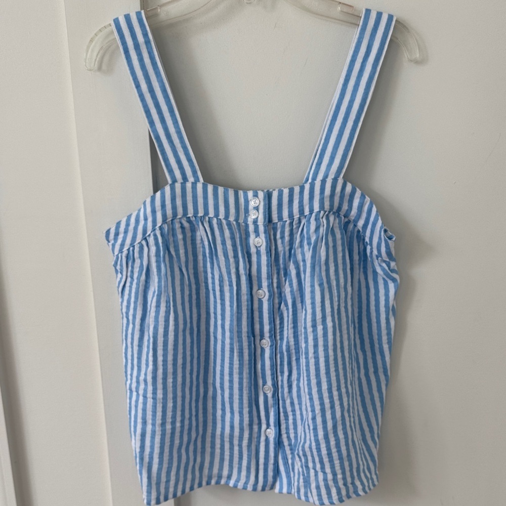 LAKE Striped Cotton Blend Button Front Top Size S